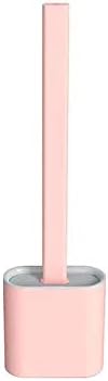 Toilet Brush with Non-Slip Handle and Pink Brush Head