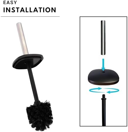 EVIDECO Square Metal Toilet Brush with Holder - Black