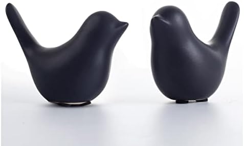 Home Small Ceramic Statues Black Birds Decor