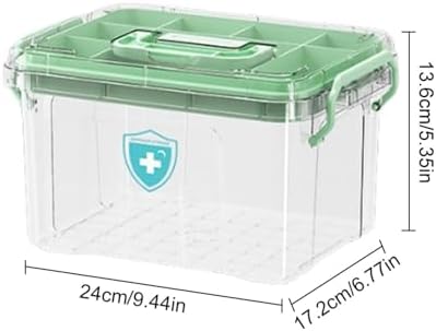 Household Medicine Organizer with Clear Layers and Secure Lid 1