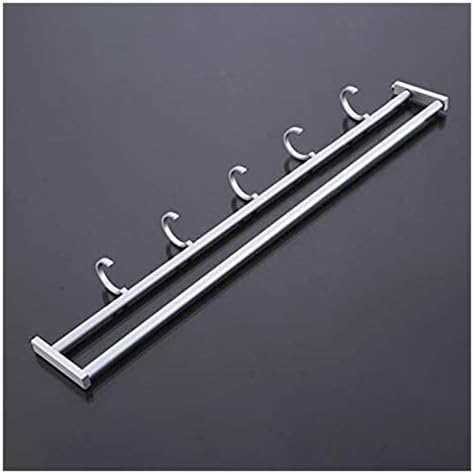 ALDEPO 40cm Aluminum Towel Rack with 5 Hooks and Double Shelf