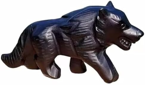 Obsidian Wolf Skull Crystal Figurine Decor
