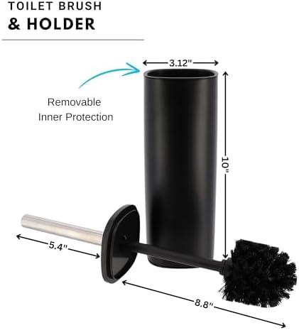EVIDECO Square Metal Toilet Brush with Holder - Black