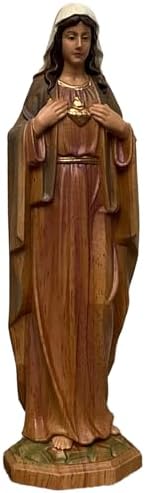XXLTY Exquisite Solid Wood Virgin Mary Statue with Sacred Heart