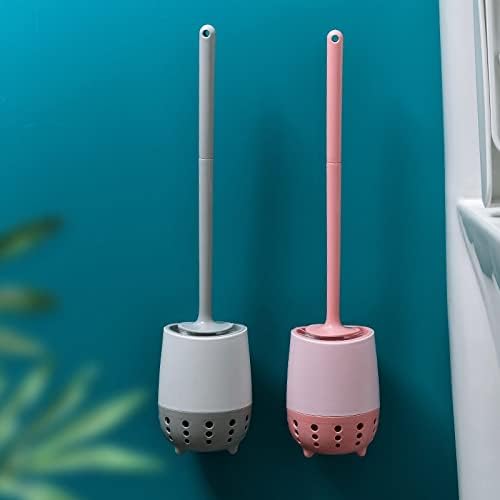 Toilet Brush Set with Long Handle and Hanging Design