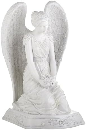 Garden Statue Kneeling Angel 20 Tall Stone-Resin Memorial