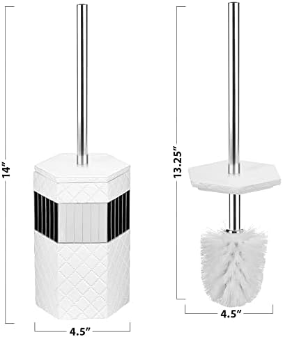 Creative Scents Quilted Mirror Toilet Brush Set - White with Holder