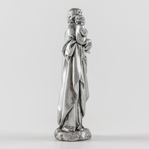 St Joseph and Baby Jesus Statue 7 Inch Silver