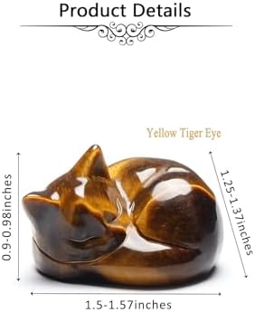 Jovivi Tiger Eye Crystal Cat Figurine 16 Handmade Ornament