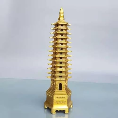 Brass Wenchang Pagoda Tower Figurine 9 Layers