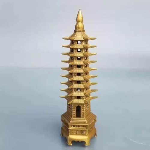 Brass Wenchang Pagoda Tower Figurine 9 Layers