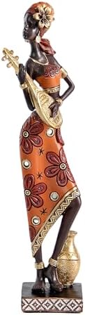 African Lady Musician Sculpture Home Decor