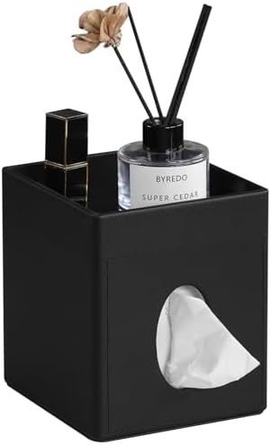 Black PU Leather Tissue Box Cover Holder