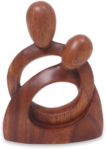 NOVICA Romantic Wood Sculpture Eternity Of Love