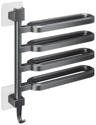 Longhuo 4-Rod Towel Rack Black Wall Mount Rotatable
