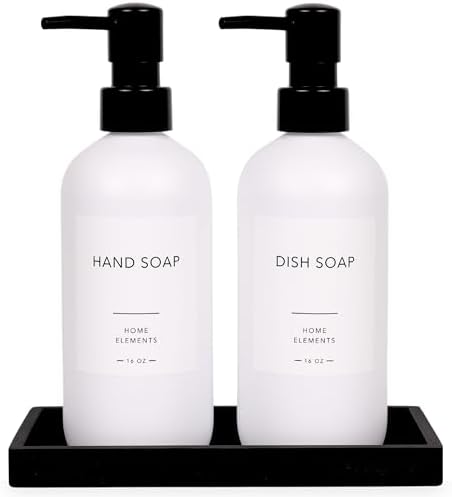 ShatterFree Soap Dispenser Set - 16 oz PET Plastic with Pump Tray