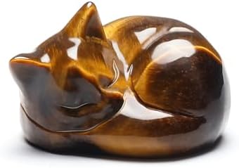 Jovivi Tiger Eye Crystal Cat Figurine 16 Handmade Ornament