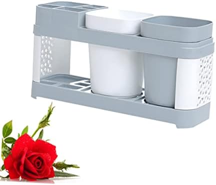 KONTONTY Toothbrush Holder with 2 Cups and 5 Slots