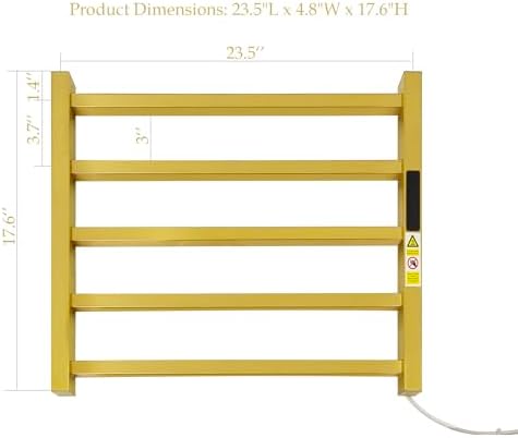Alltiett 5 Bars Heated Towel Rack Wall Mounted