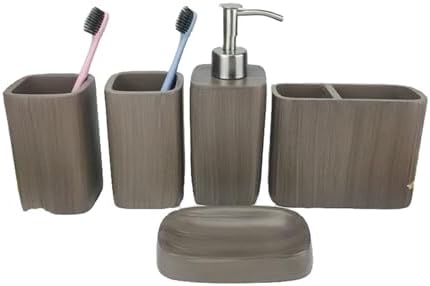 WZBNHYU 5-Piece Bathroom Accessory Set with Marble Pattern