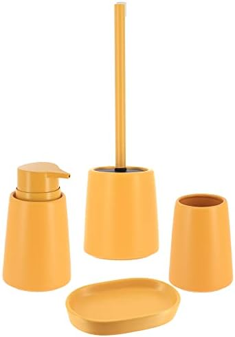Elegant Stoneware Toilet Brush Set - Yellow Mustard