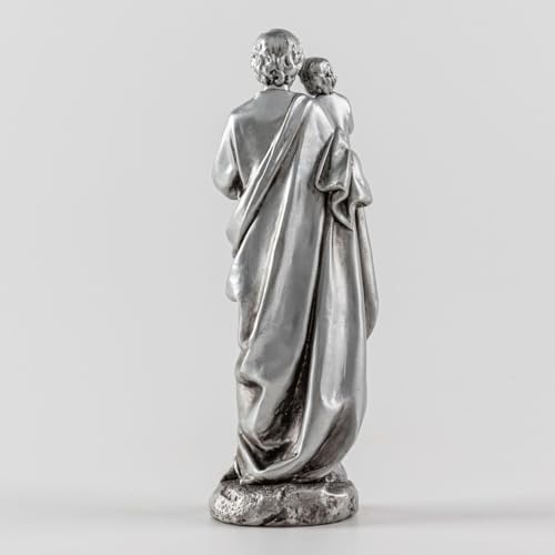 St Joseph and Baby Jesus Statue 7 Inch Silver