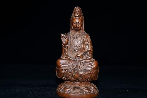 Handcrafted Guanyin Statue with Lotus Flower Design