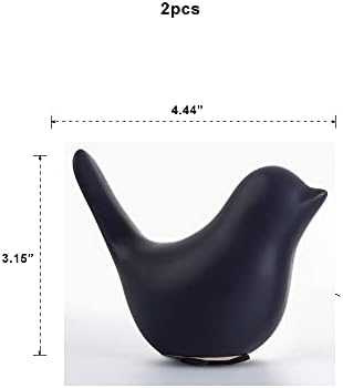 Home Small Ceramic Statues Black Birds Decor