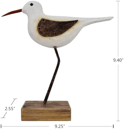 Wood Seagull Statue Nautical Decor Coastal Bird Sculpture