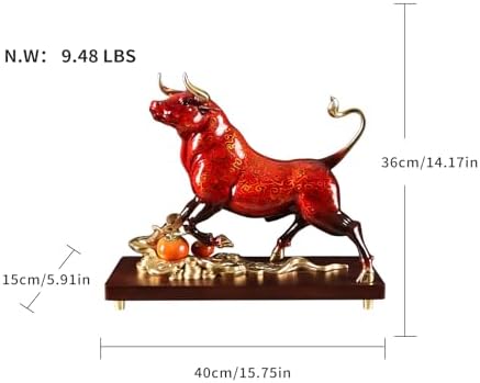 Brass Charging Bull Statue - Red Gold Home Decor Sculpture