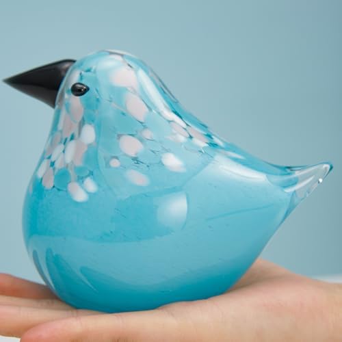 ORRFIDDY Handmade Glass Bird Statue Figurine Decoration