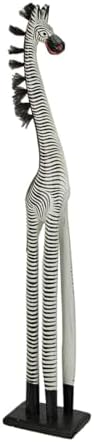 Zeckos Hand-Carved Zebra Statue 36 Inches Tall