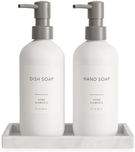 Spacewiser Shatter-Free Soap Dispenser Set with Pump and Tray