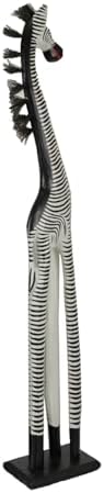 Zeckos Hand-Carved Zebra Statue 36 Inches Tall