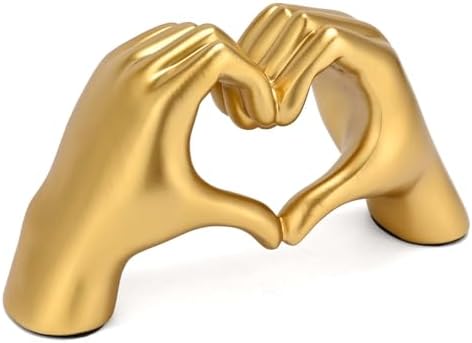 Heart Hands Sculpture Gold Resin Home Decor 1
