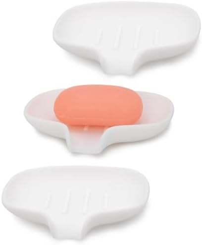 3 Pack Soap Bar Holder Quick Drainage Silicone Dishwasher Safe White