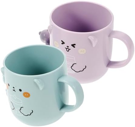 2Pcs Cute Bear Design Reusable Plastic Tumblers for Toothbrush