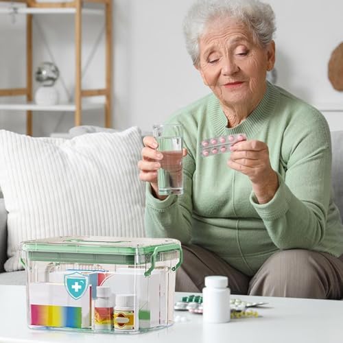 Household Medicine Organizer with Clear Layers and Secure Lid 1