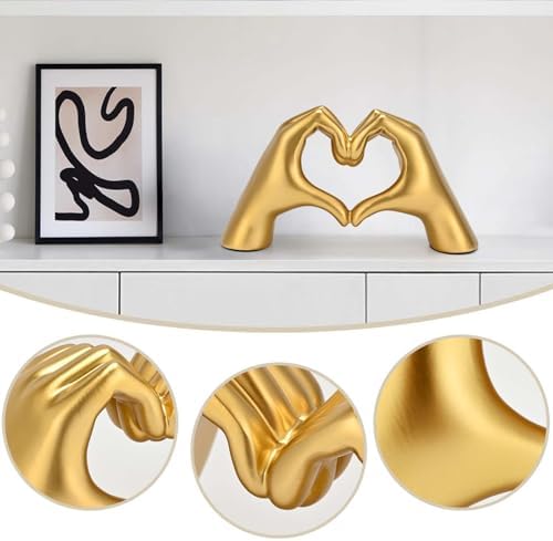 Heart Hands Sculpture Gold Resin Home Decor 1