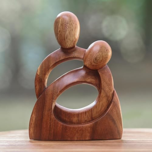 NOVICA Romantic Wood Sculpture Eternity Of Love