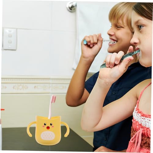 Impact Resistant Toothbrush Mug with Double Handles Cartoon Design