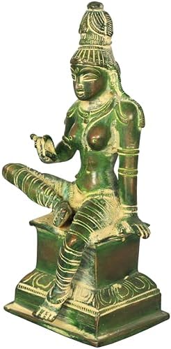 6-Inch Brass Parvati Goddess Statue Lalita Roop Pooja Showpiece