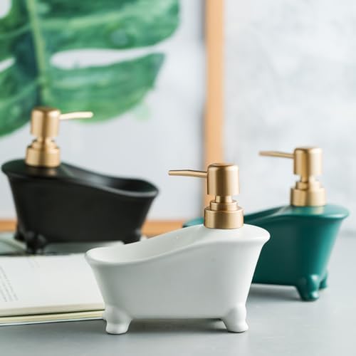 2 in 1 Ceramic Soap Dispenser with Sponge Holder 350ml