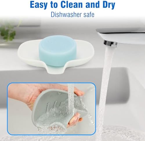 3 Pack Soap Bar Holder Quick Drainage Silicone Dishwasher Safe White