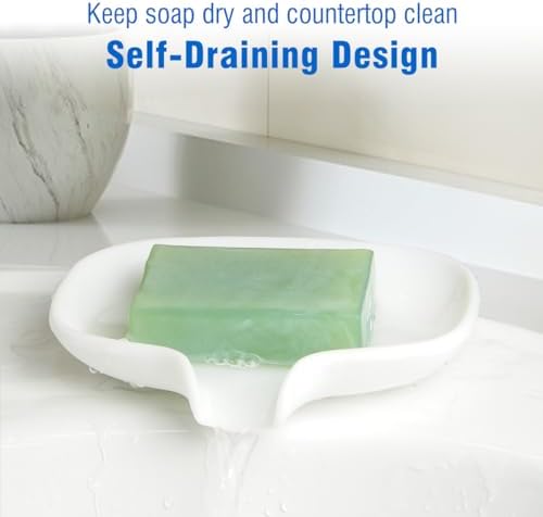 3 Pack Soap Bar Holder Quick Drainage Silicone Dishwasher Safe White