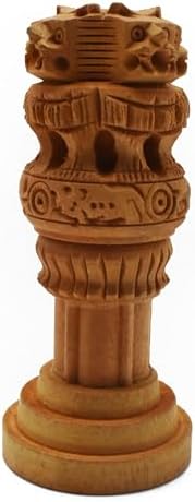 Samyuktha Wood Ashoka Stambh 9 CM Decor Showpiece 1
