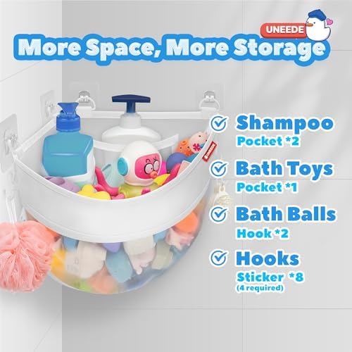 UNEEDE 432 Gallons Corner Mounted Bath Toy Storage Holder