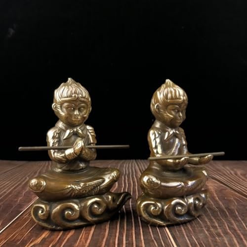 Julrybox Pure Copper Wukong Statue Brass Decor Figurine