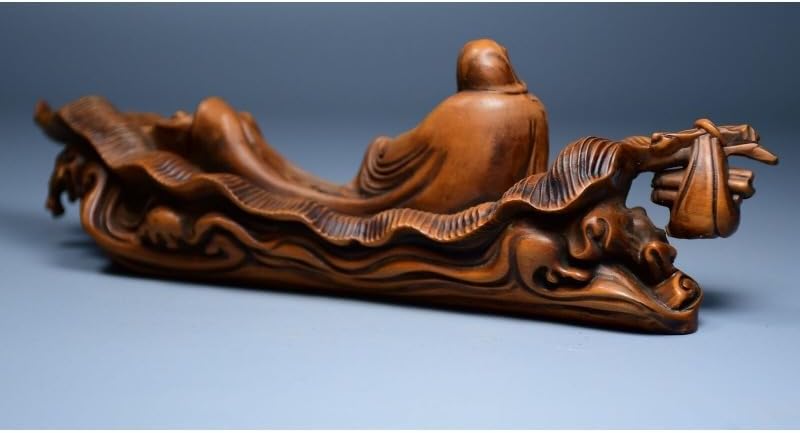 Handcrafted Boxwood Taoist Priest Dharma Statue Decor