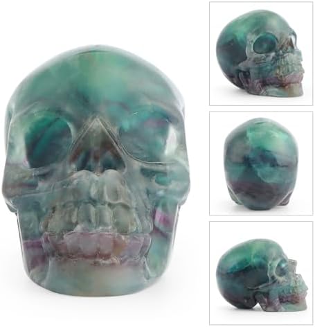 LEADGEM Rainbow Fluorite Crystal Skull Statue 30 Inch